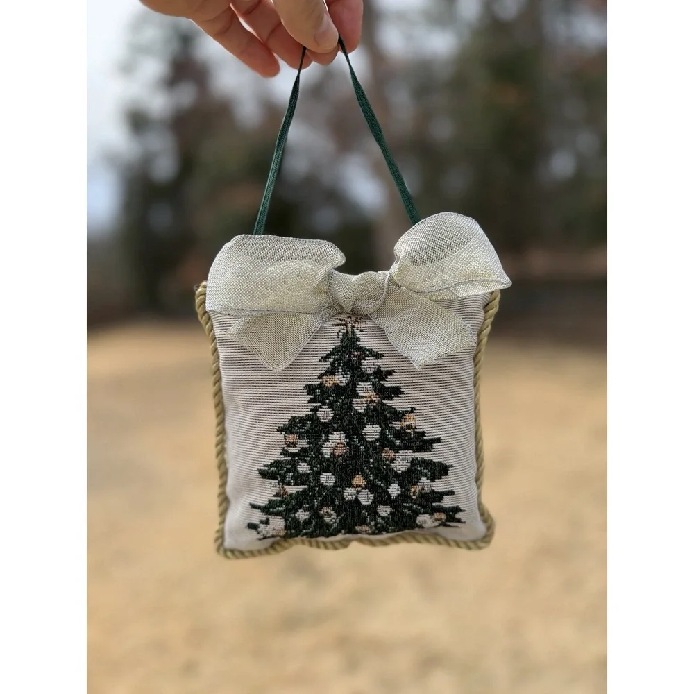 Tapestry Cross Stitch Door Handle Knob Mini Pillow Christmas Tree 6